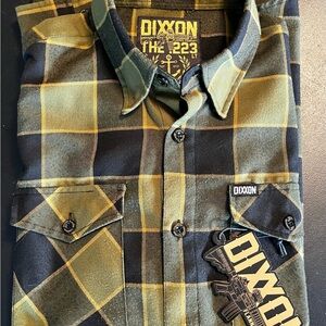 Dixxon Men's Black and Olive Plaid Shirt-LT
